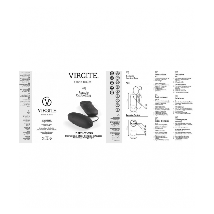 VIRGITE G3 BLACK EDITION- HUEVO VIBRADOR CON MANDO A DISTANCIA